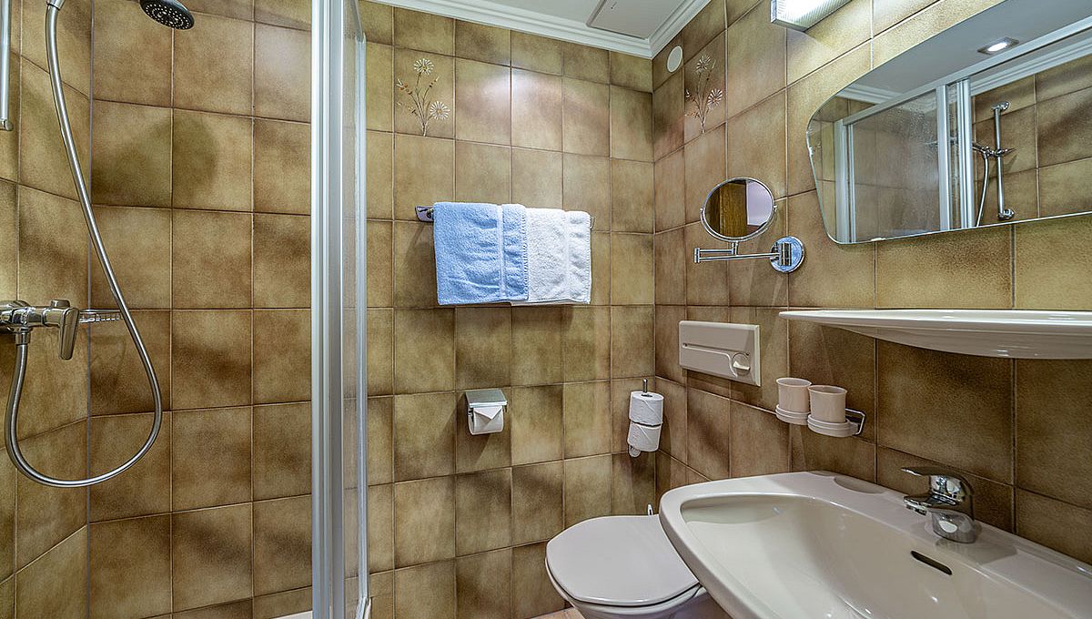 Doppelzimmer Dusche WC Bergblick